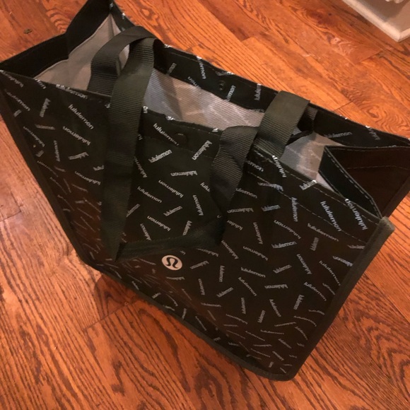 Lululemon Athletica Reusable Large Black Logo Bag - Picture 2 of 3